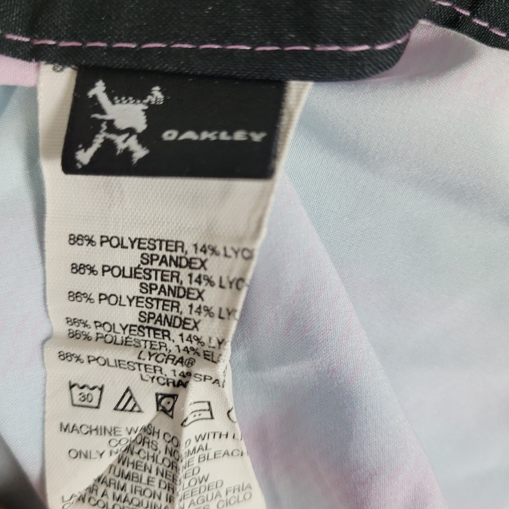 Oakley Board Shorts Swim Trunks Men's 40 Pink Blue Tie Dye 9" Inseam Drawstring - Picture 9 of 11